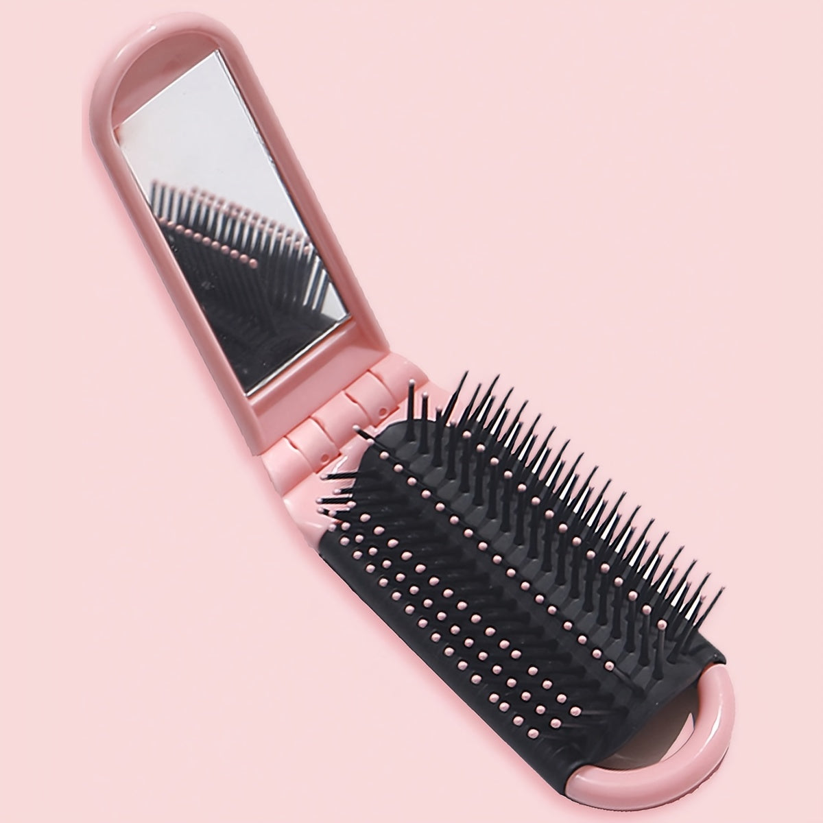 Portable Folding Hair Brush With Mirror