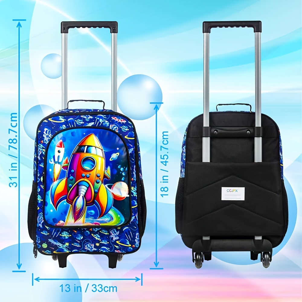 FTCJF Kids' Space-Themed Rolling Suitcase