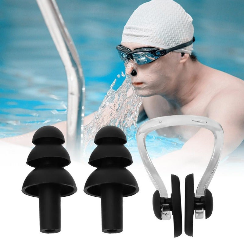 Unisex Silicone Nose Clip and Earplugs Set for Swimming and Surfing