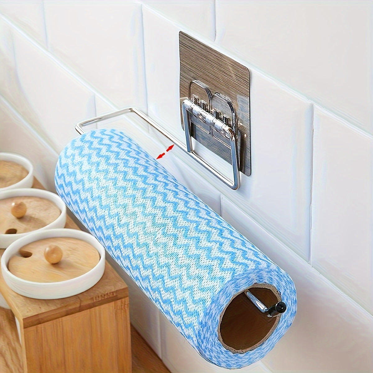 Self-Adhesive Paper Towel Holder - Wall Mount Stainless Steel Roll Organizer