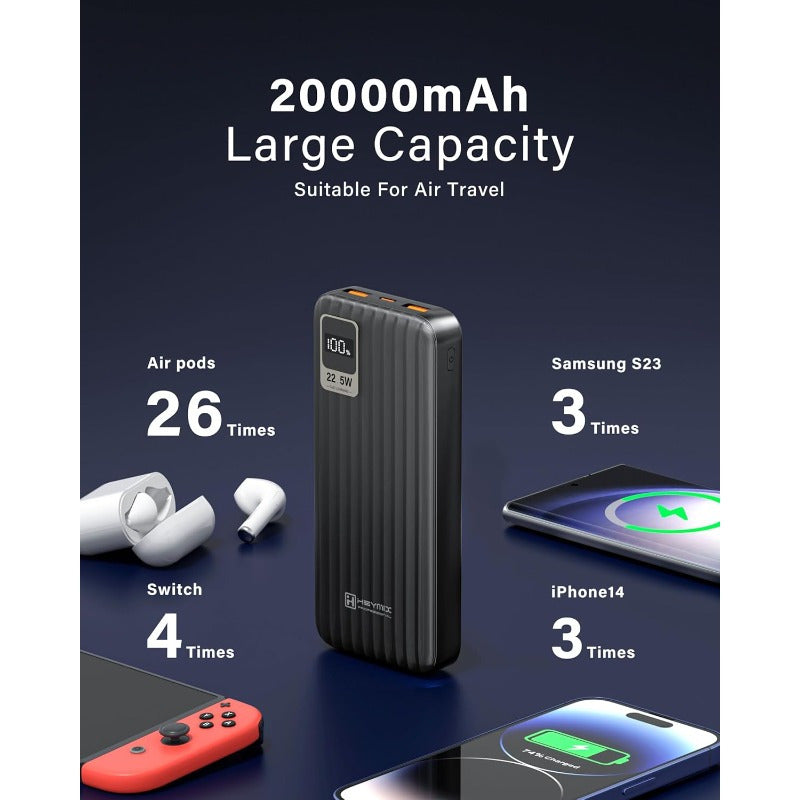 HEYMIX 20,000mAh Power Bank with USB-C Fast Charging