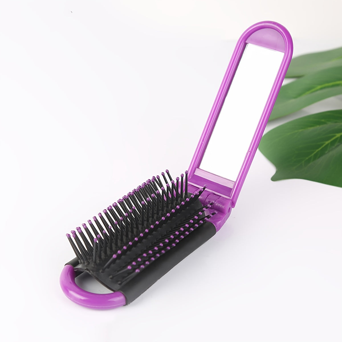 Portable Folding Hair Brush With Mirror