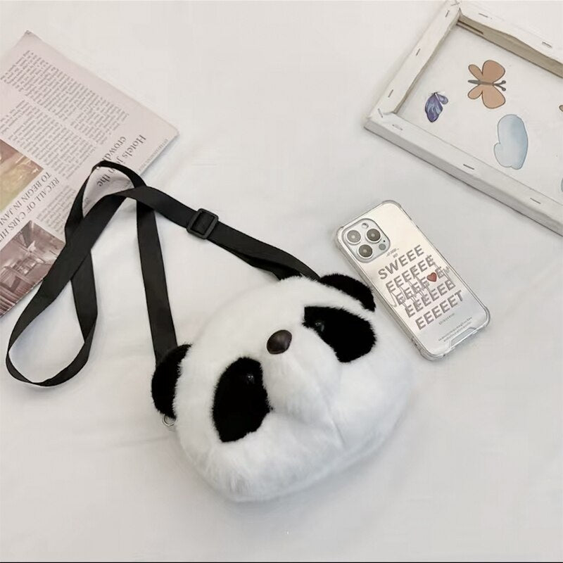 Cute Plush Panda Backpacks One Shoulder Diagonal Wallet_4