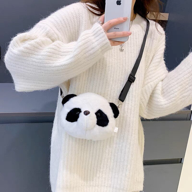 Cute Plush Panda Backpacks One Shoulder Diagonal Wallet_1