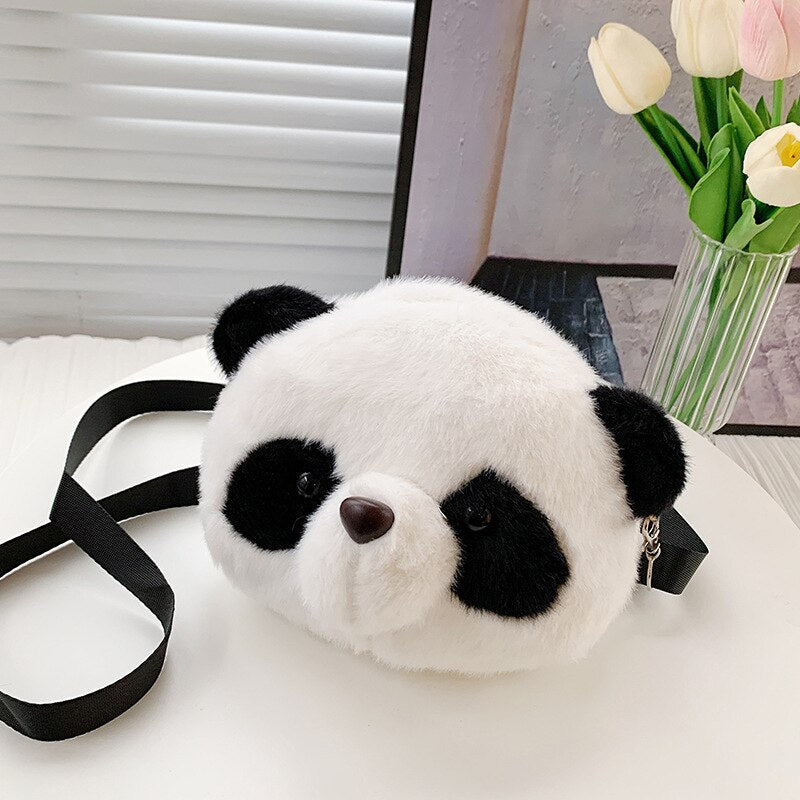 Cute Plush Panda Backpacks One Shoulder Diagonal Wallet_0