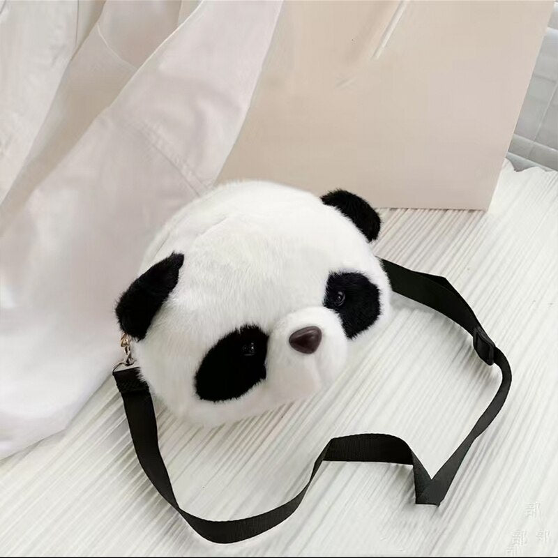 Cute Plush Panda Backpacks One Shoulder Diagonal Wallet_3