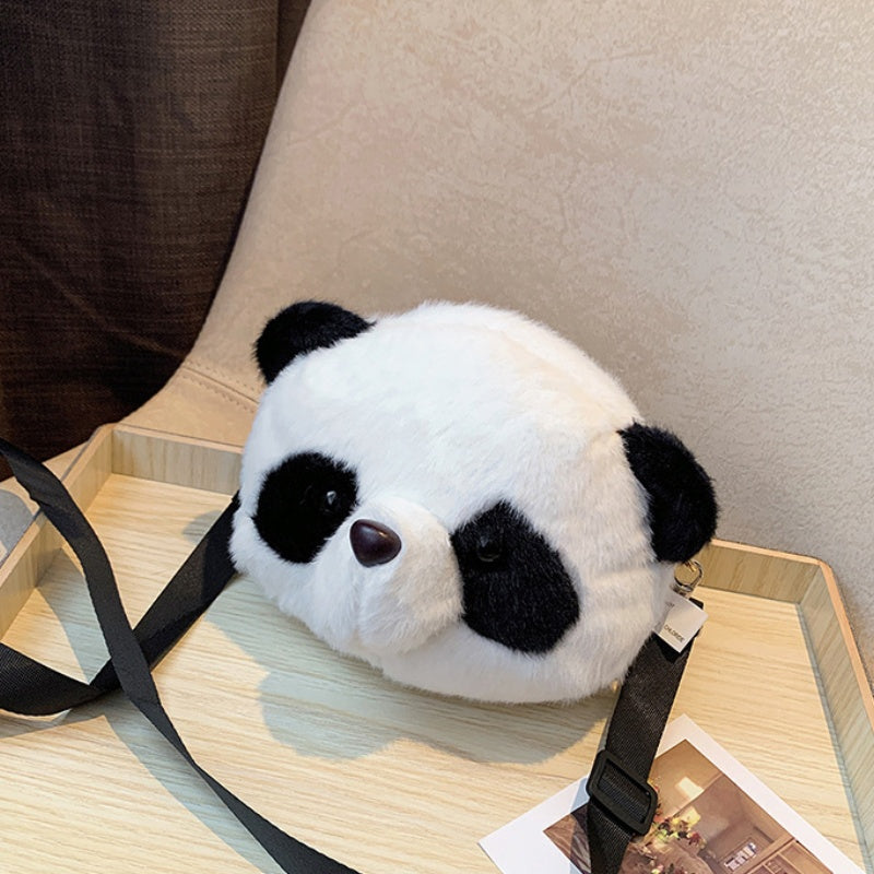 Cute Plush Panda Backpacks One Shoulder Diagonal Wallet_5