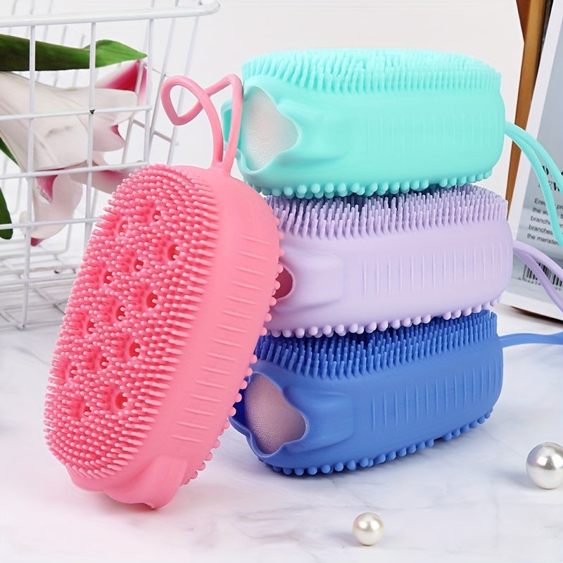 Double-Sided Silicone Bath Brush for Exfoliation and Skin Cleansing