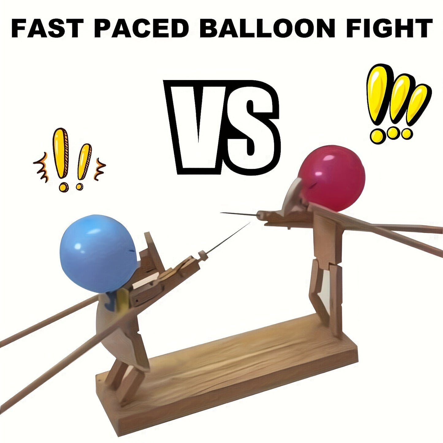 Wooden Dueling Balloons Game - Handcrafted Fencing Puppets