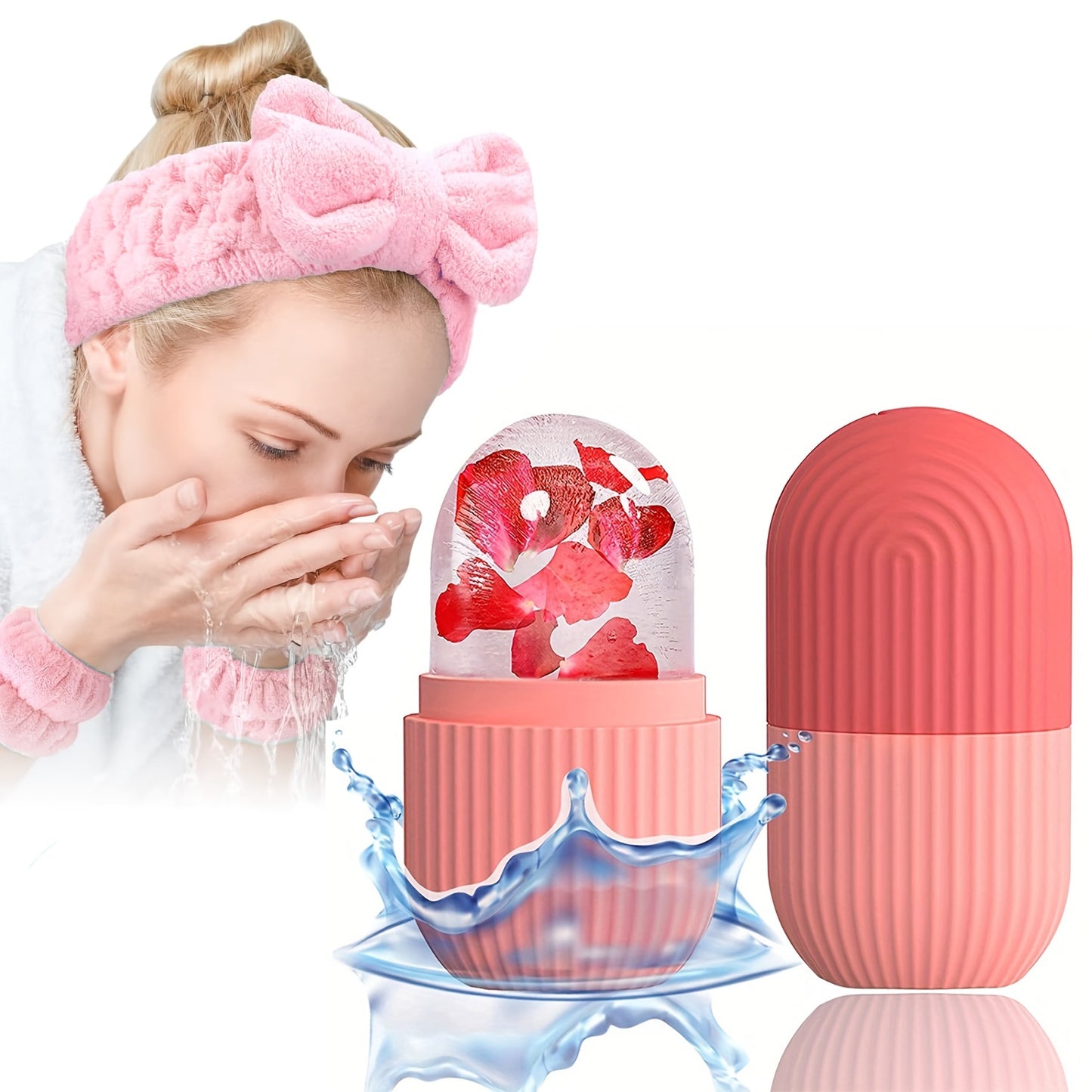 Ice Face Roller & Face Wash Headband And Wristband Set