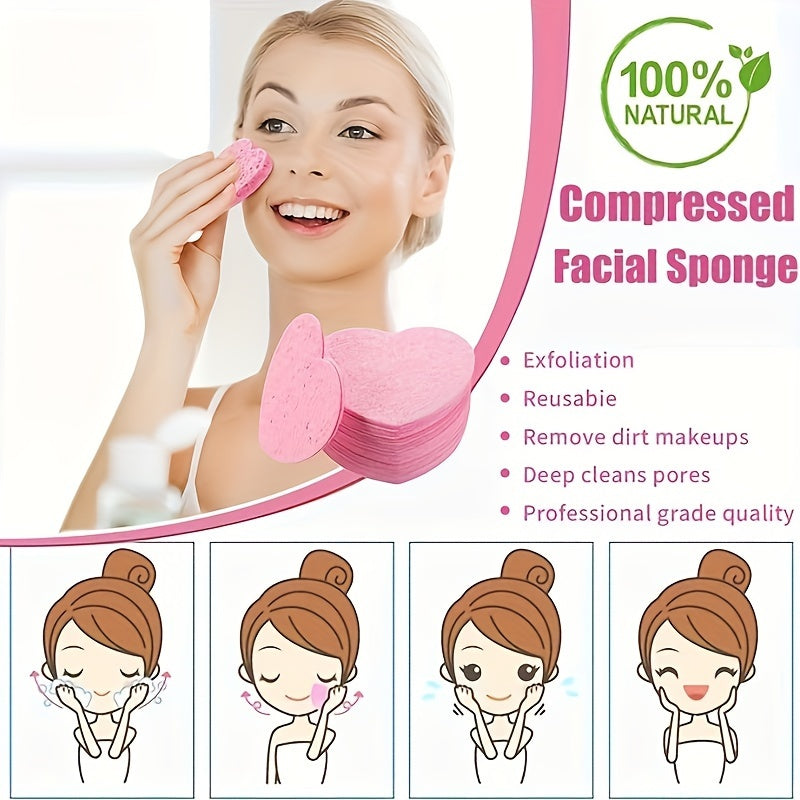 120pcs Compressed Heart Shaped Facial Sponges