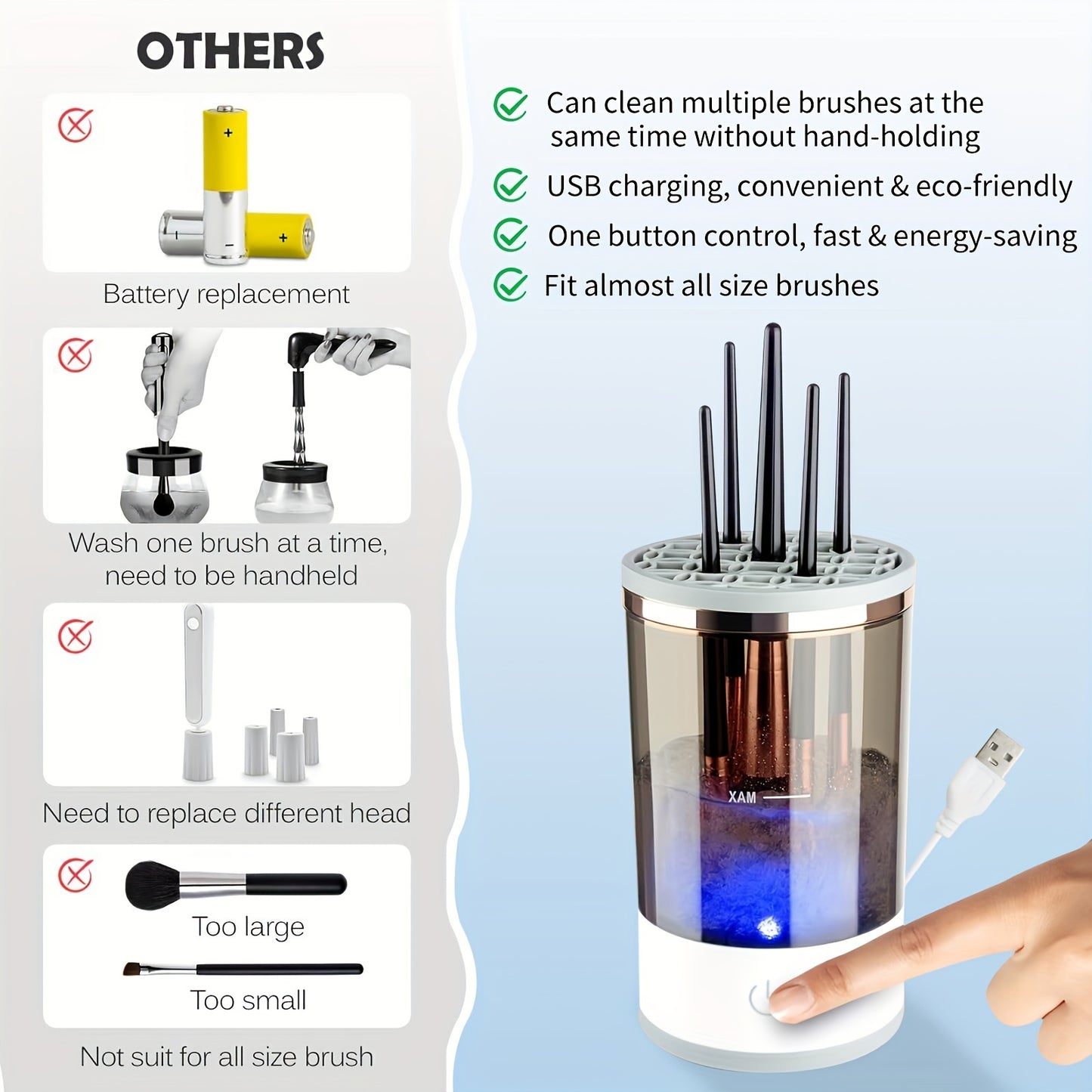 USB-Powered Electric Makeup Brush Cleaner and Dryer