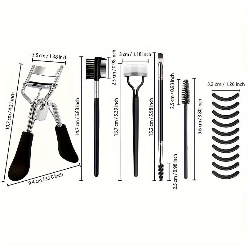 16pcs Stainless Steel Eyelash Curler Set Eyebrow Kit