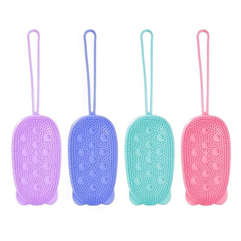 Double-Sided Silicone Bath Brush for Exfoliation and Skin Cleansing