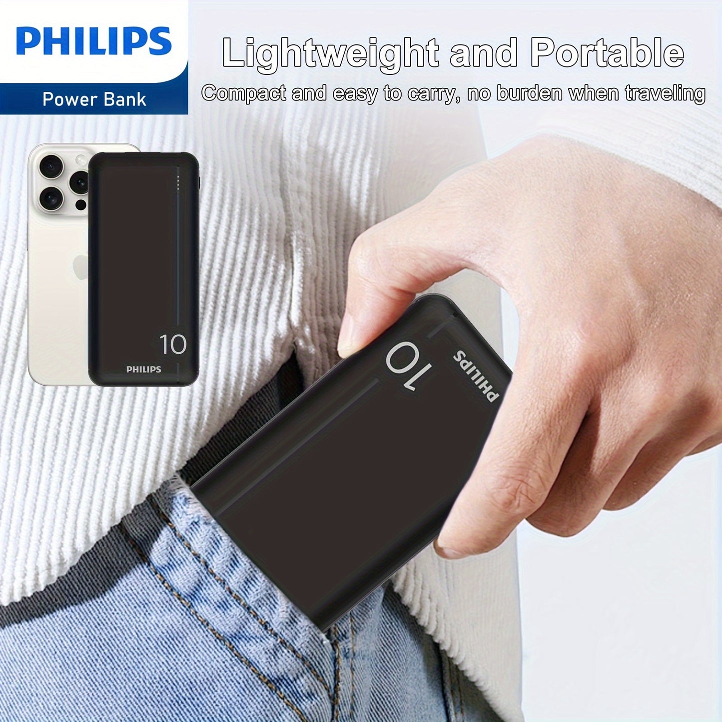 Philips 10000mAh Ultra Slim Power Bank 2.1A