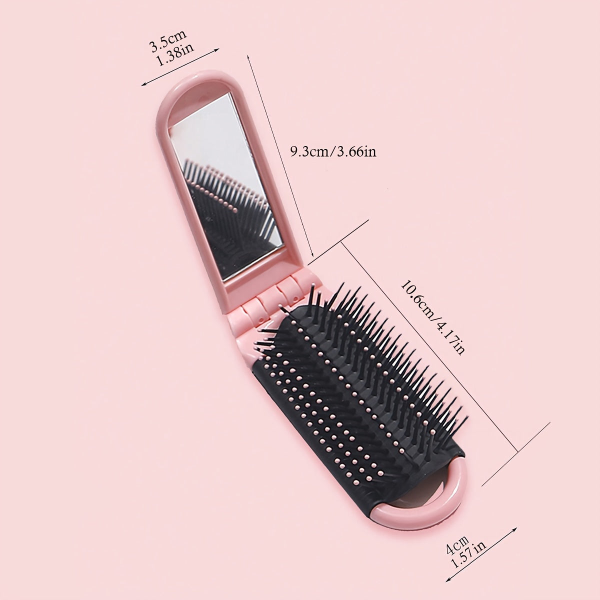 Portable Folding Hair Brush With Mirror