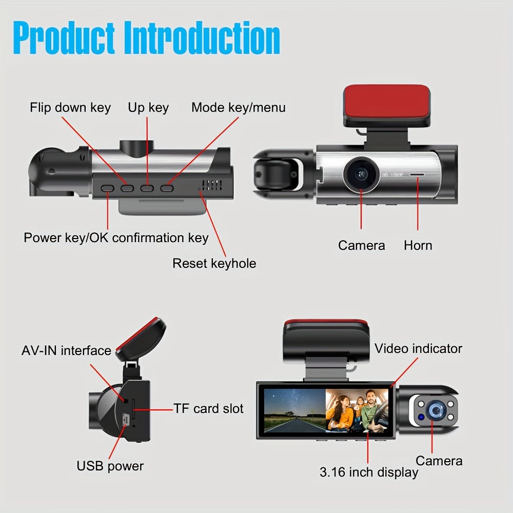 Dual Dash Cam with Infrared Night Vision