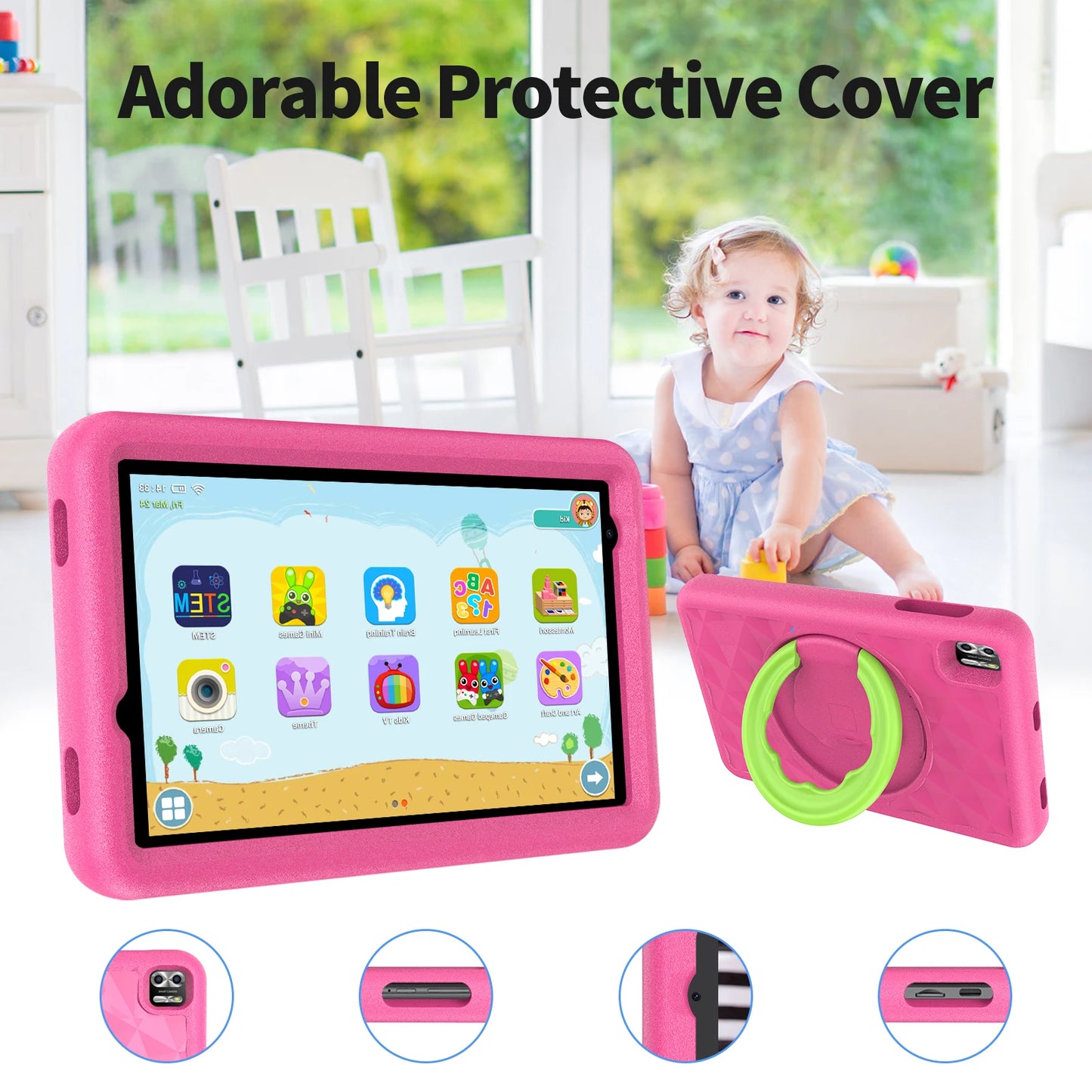 VASOUN Kids Tablet 8 Inch - Android 13 Quad Core Tablet for Children