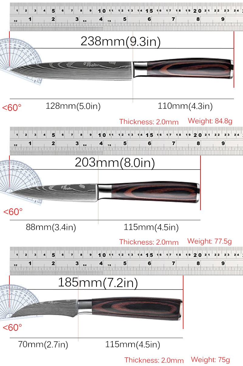 Damascus Pattern Chef Knife - Versatile Kitchen Slicing Tool