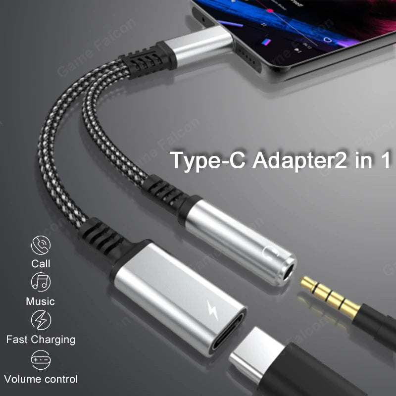 LISM 2 in 1 Type C to USB C PD 60W Fast Charging and 3.5mm Headphone Jack Adapter