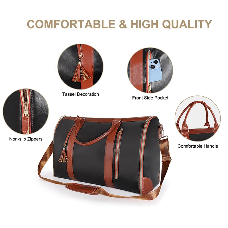 Large Capacity PU Folding Travel Bag for Women