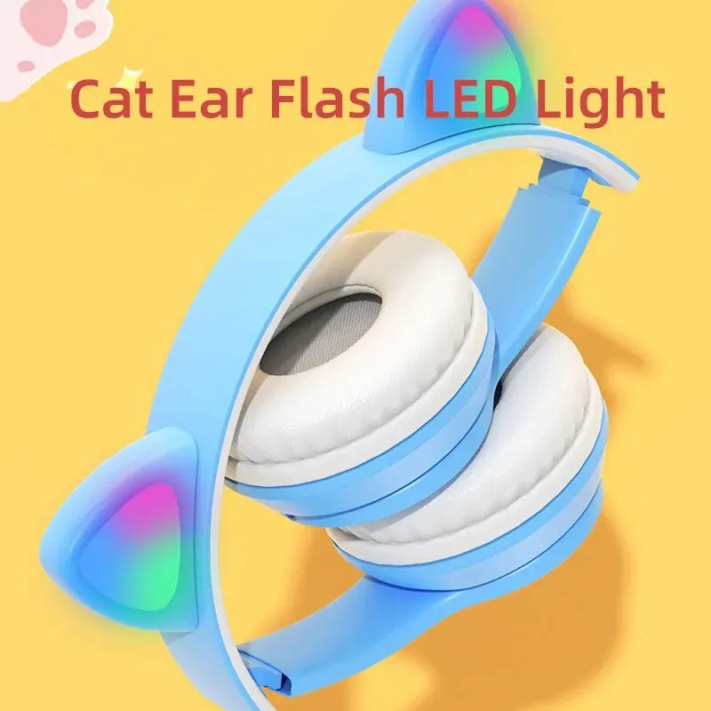 P47M Wireless Bluetooth Headset Gamer Cat LED Light