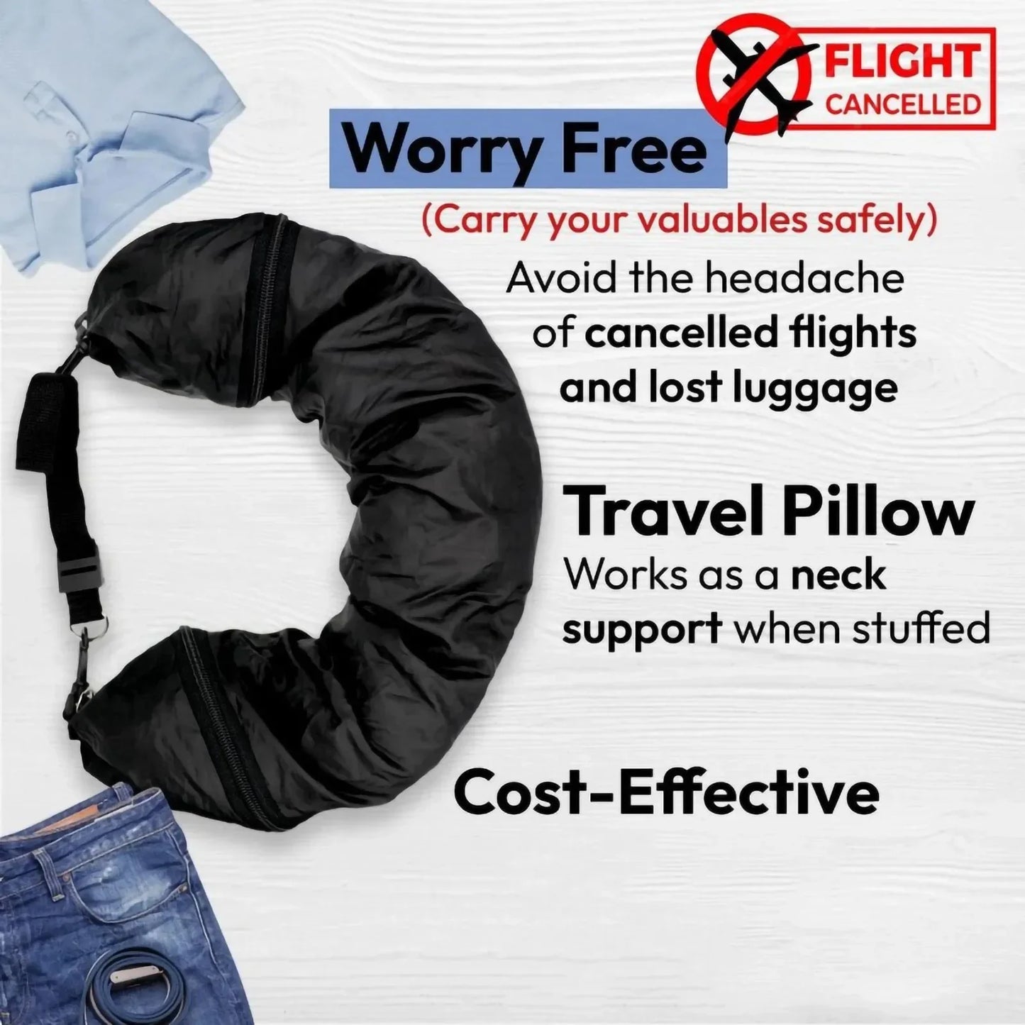 Portable Travel Neck Pillow with Storage Bag