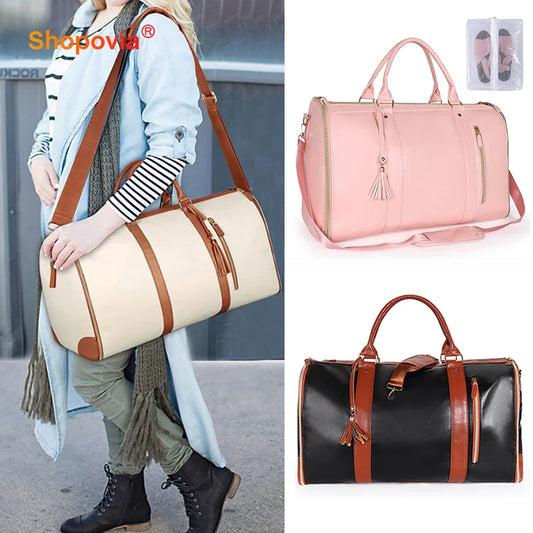 Large Capacity PU Folding Travel Bag for Women