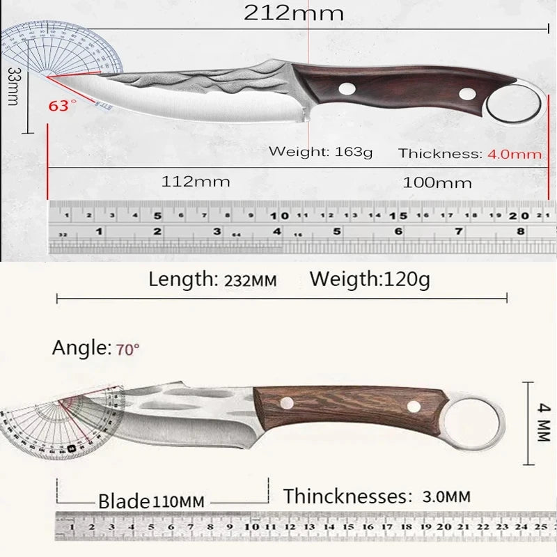 Handmade Forged Stainless Steel Boning Knife with Wooden Handle