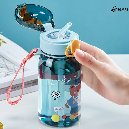 GIANXI Kids Sippy Cup with Straw - Cartoon Designed Leakproof Drink Bottle