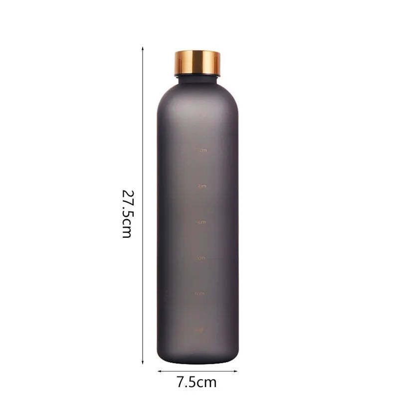 1L Bottle With Time Marker - 32 OZ Motivational Reusable Fitness Water Bottle