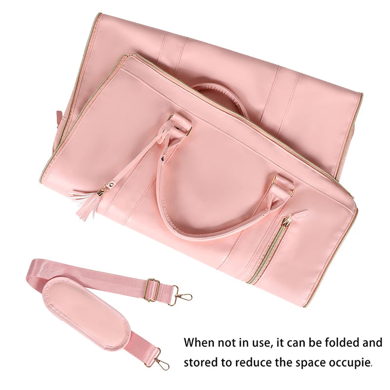 Large Capacity PU Folding Travel Bag for Women