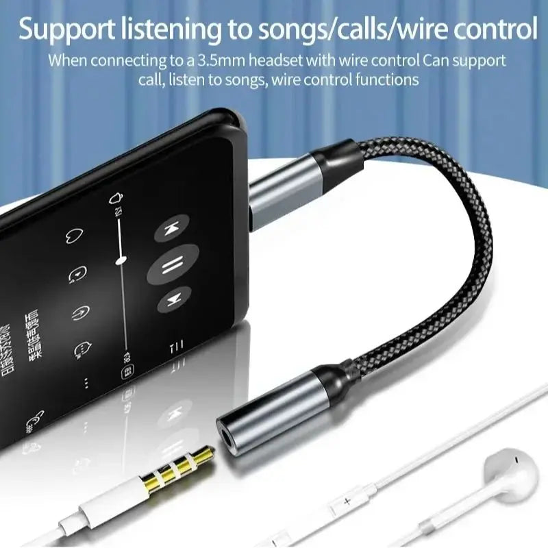 Audio Adapter Jack AUX Cable Adapter L to 3.5mm for iPhone