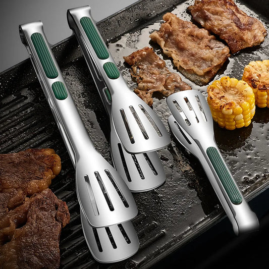 Non Slip Stainless Steel Food Tongs - Versatile Cooking Tool