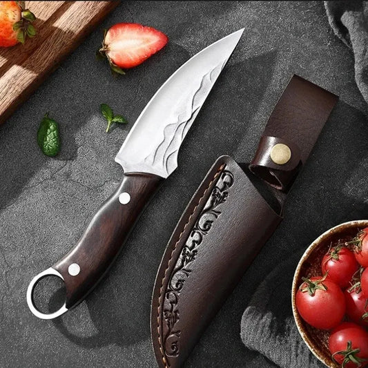 Handmade Forged Stainless Steel Boning Knife with Wooden Handle