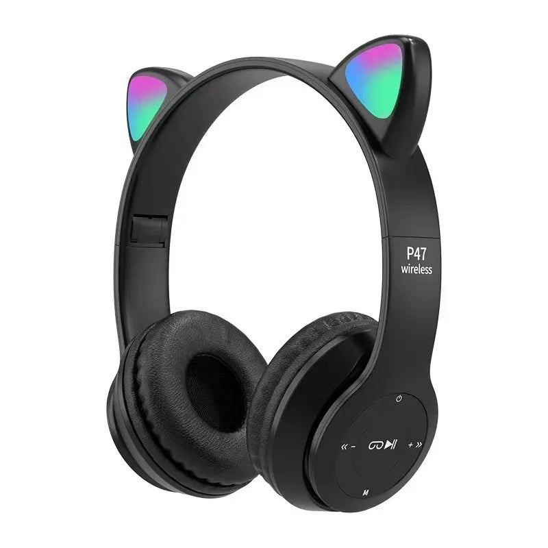 P47M Wireless Bluetooth Headset Gamer Cat LED Light