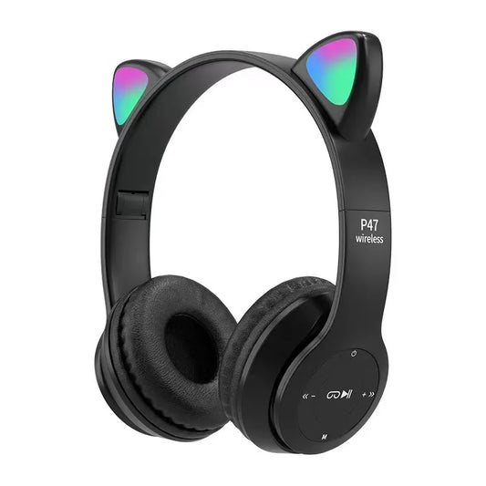 P47M Wireless Bluetooth Headset Gamer Cat LED Light