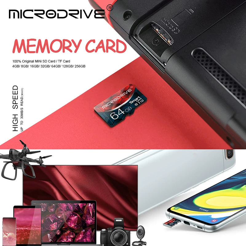 MicroDrive Micro TF SD Card - 16GB, 32GB, 64GB, 128GB