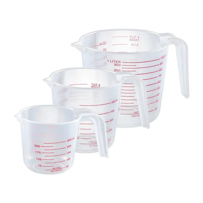 3 Pcs Plastic Transparent Graduated Measures Cup Set