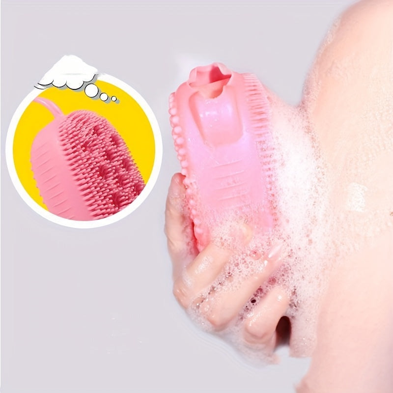 Double-Sided Silicone Bath Brush for Exfoliation and Skin Cleansing