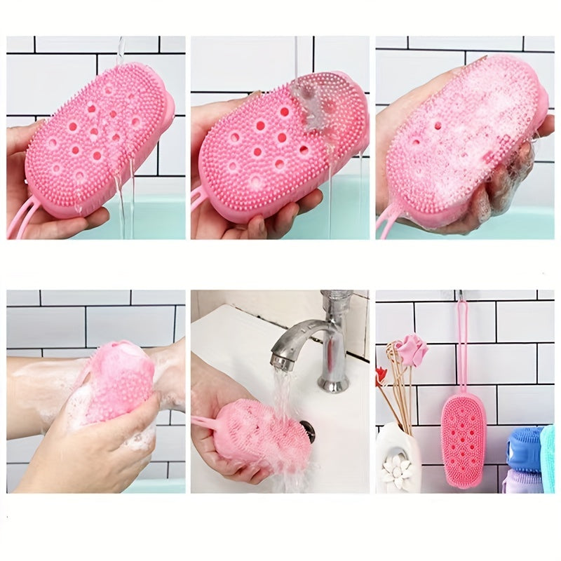 Double-Sided Silicone Bath Brush for Exfoliation and Skin Cleansing