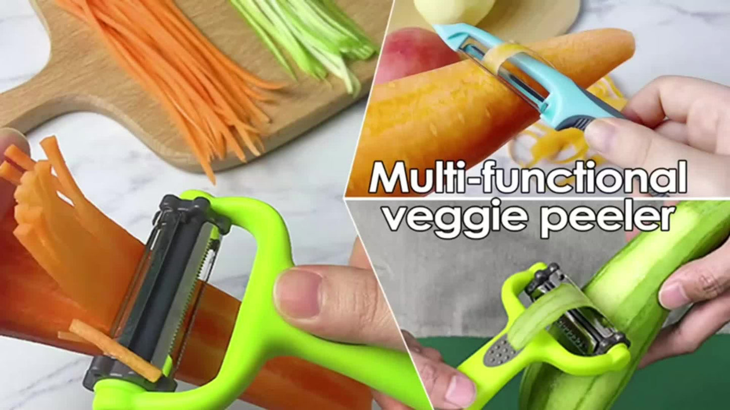 3-in-1 Multifunctional Fruit & Vegetable Peeler, Paring Knife, Grater & Shredder