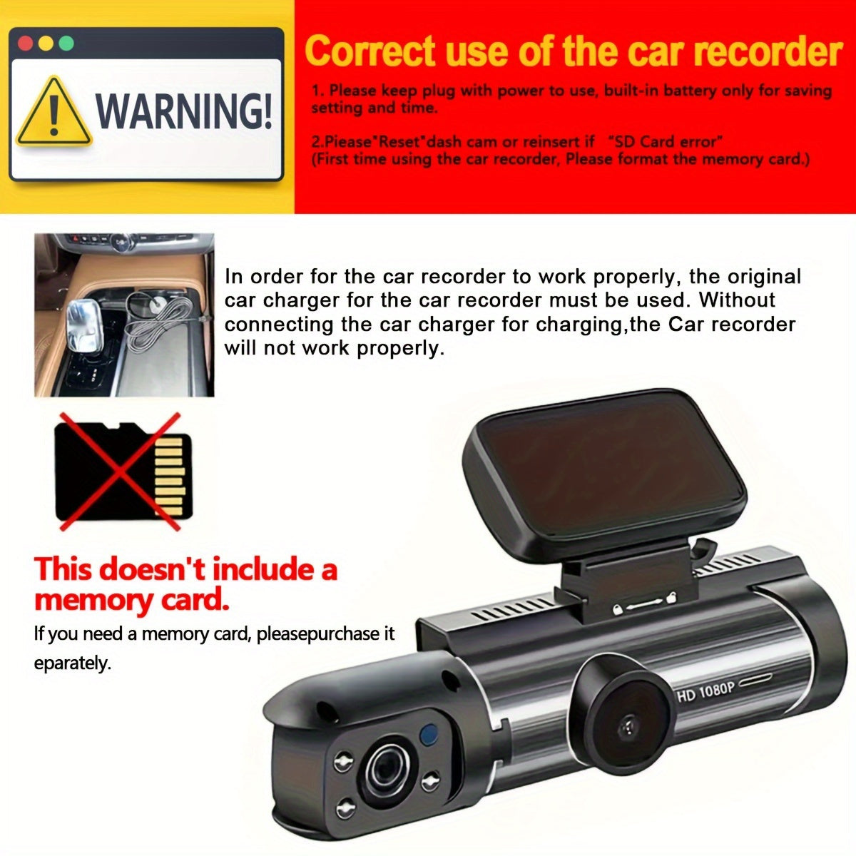 Dual Dash Cam with Infrared Night Vision