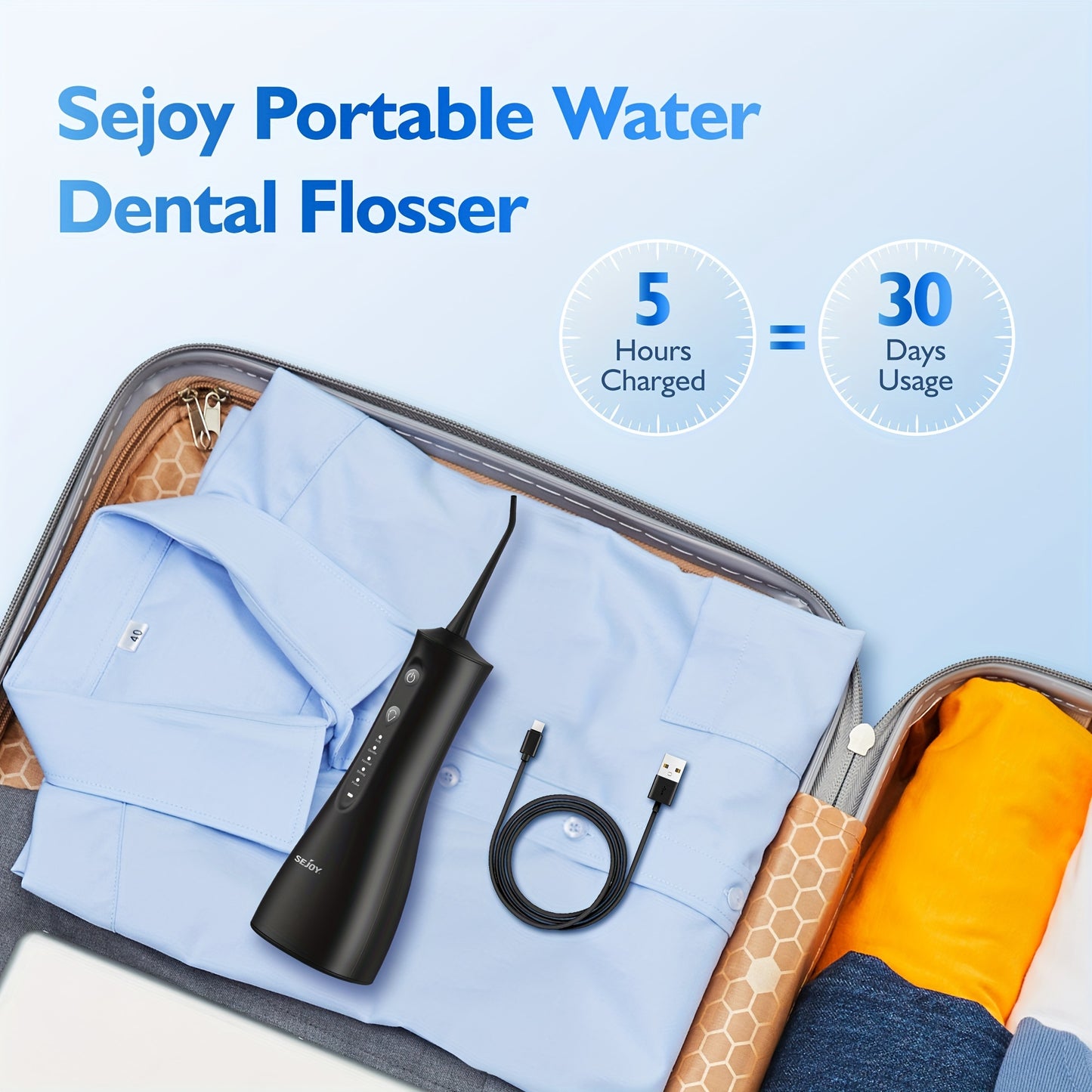 Sejoy Cordless Water Flosser with 5 Nozzles