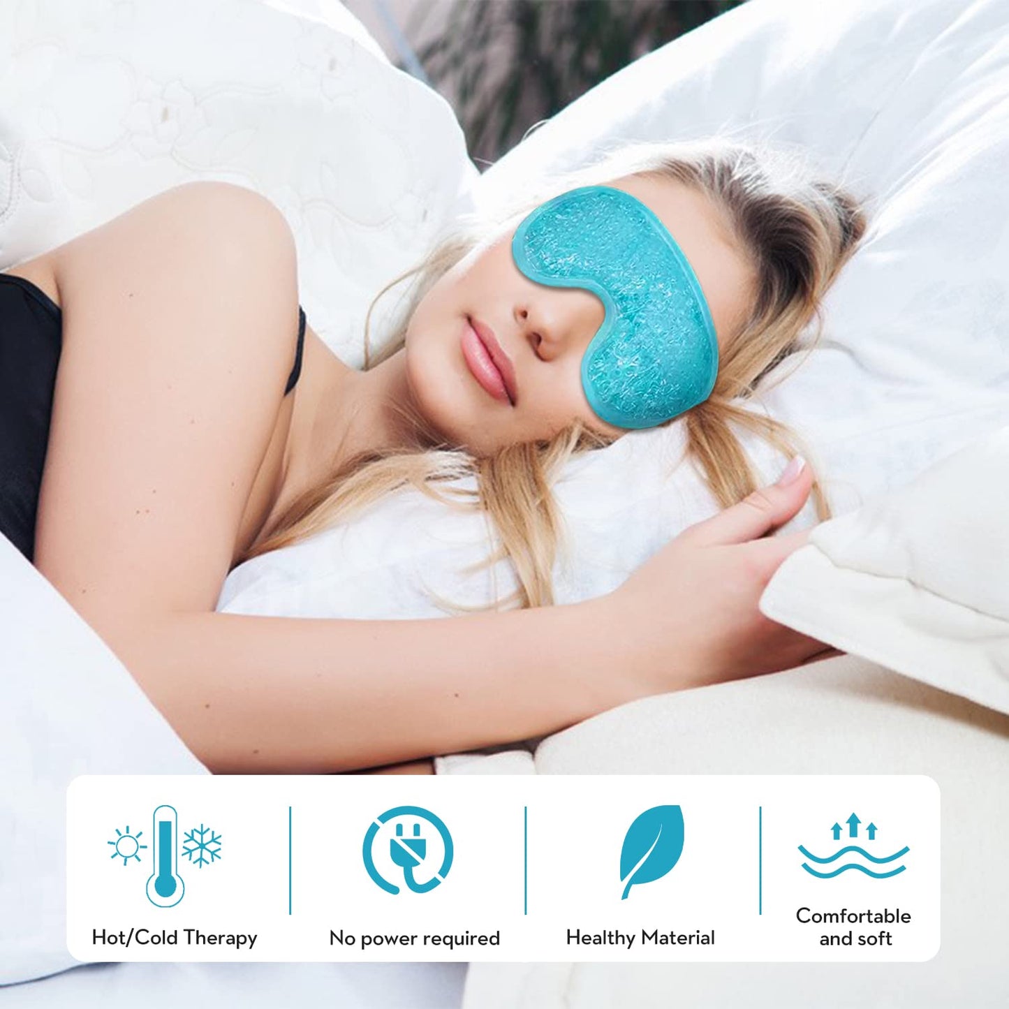 Cooling Eye Mask - Reusable Gel Eye Mask for Puffy Eyes and Migraines