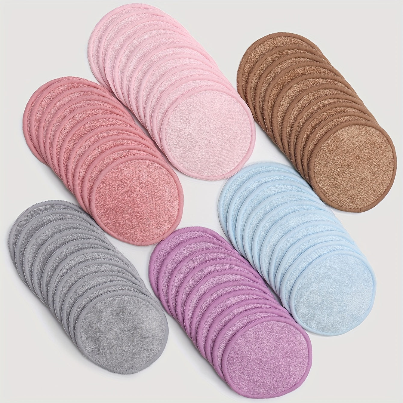 10pcs Bamboo Fiber Makeup Remover Pads - Reusable & Organic Cleansing Cloths