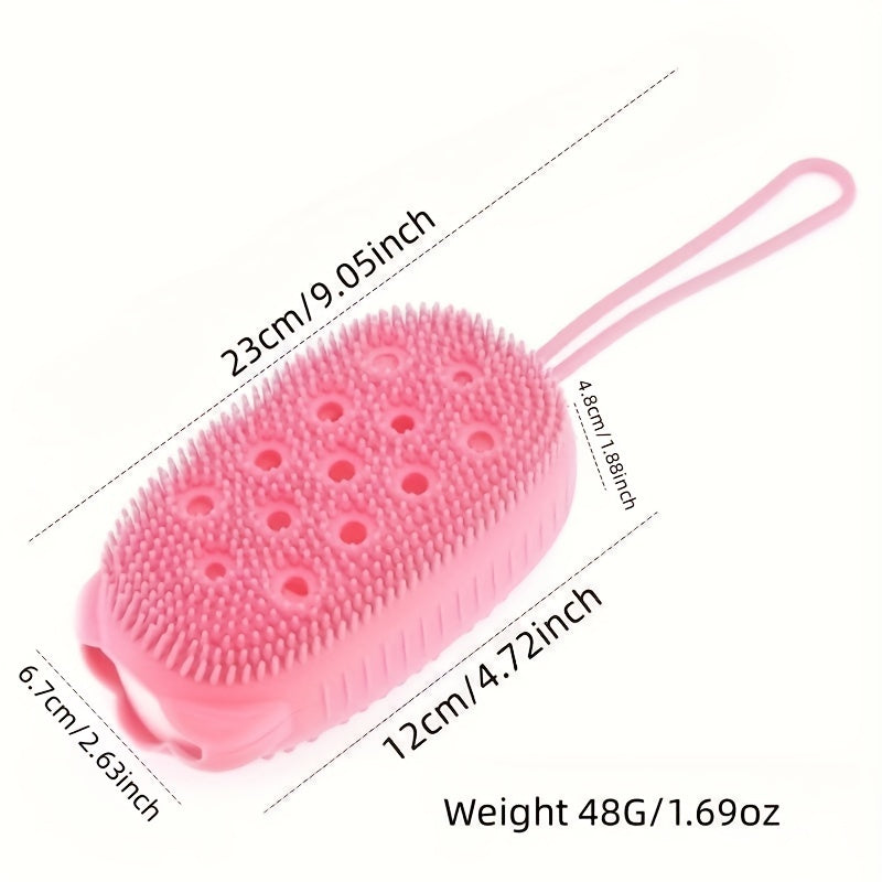 Double-Sided Silicone Bath Brush for Exfoliation and Skin Cleansing