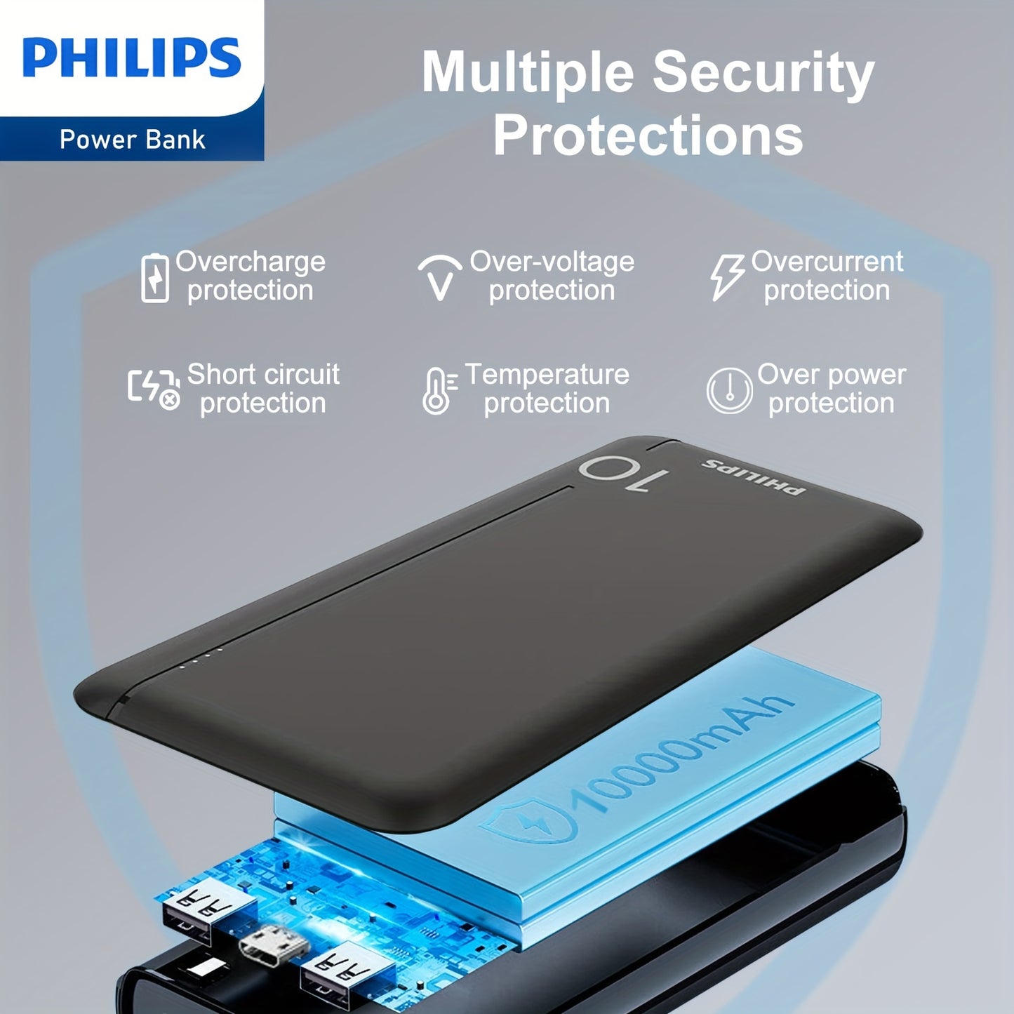 Philips 10000mAh Ultra Slim Power Bank 2.1A